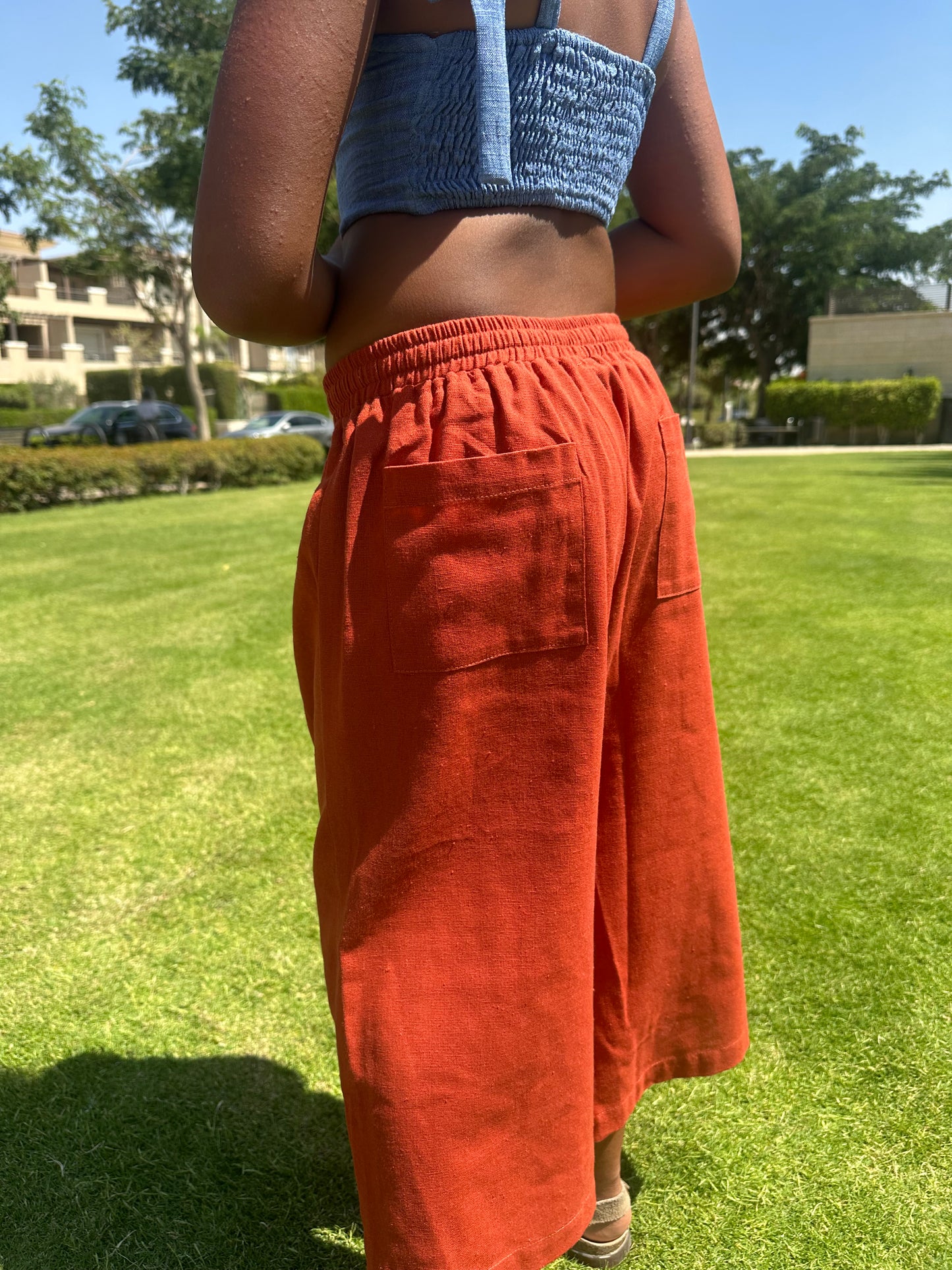 Orange linen pants
