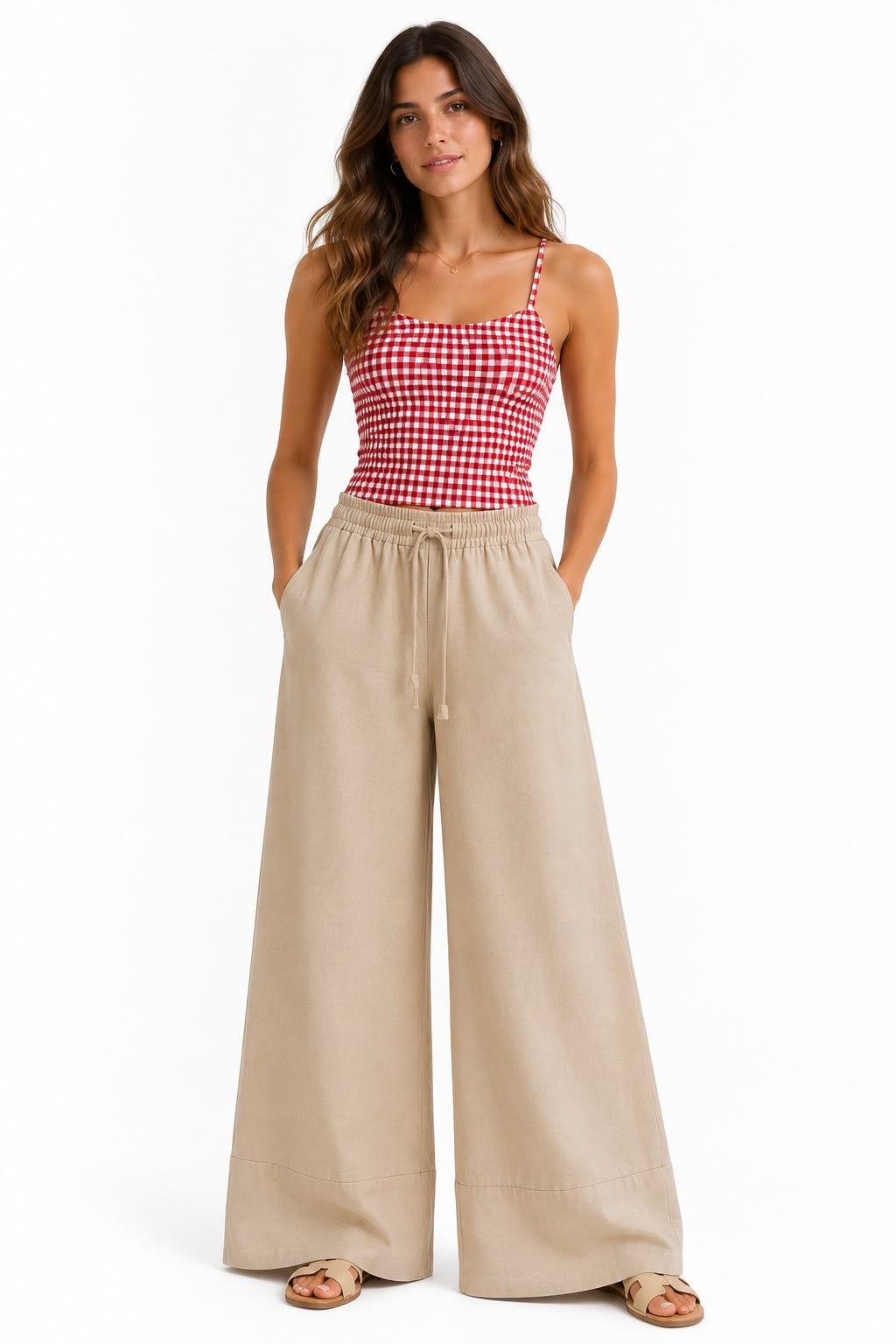 Adult red carreaux top
