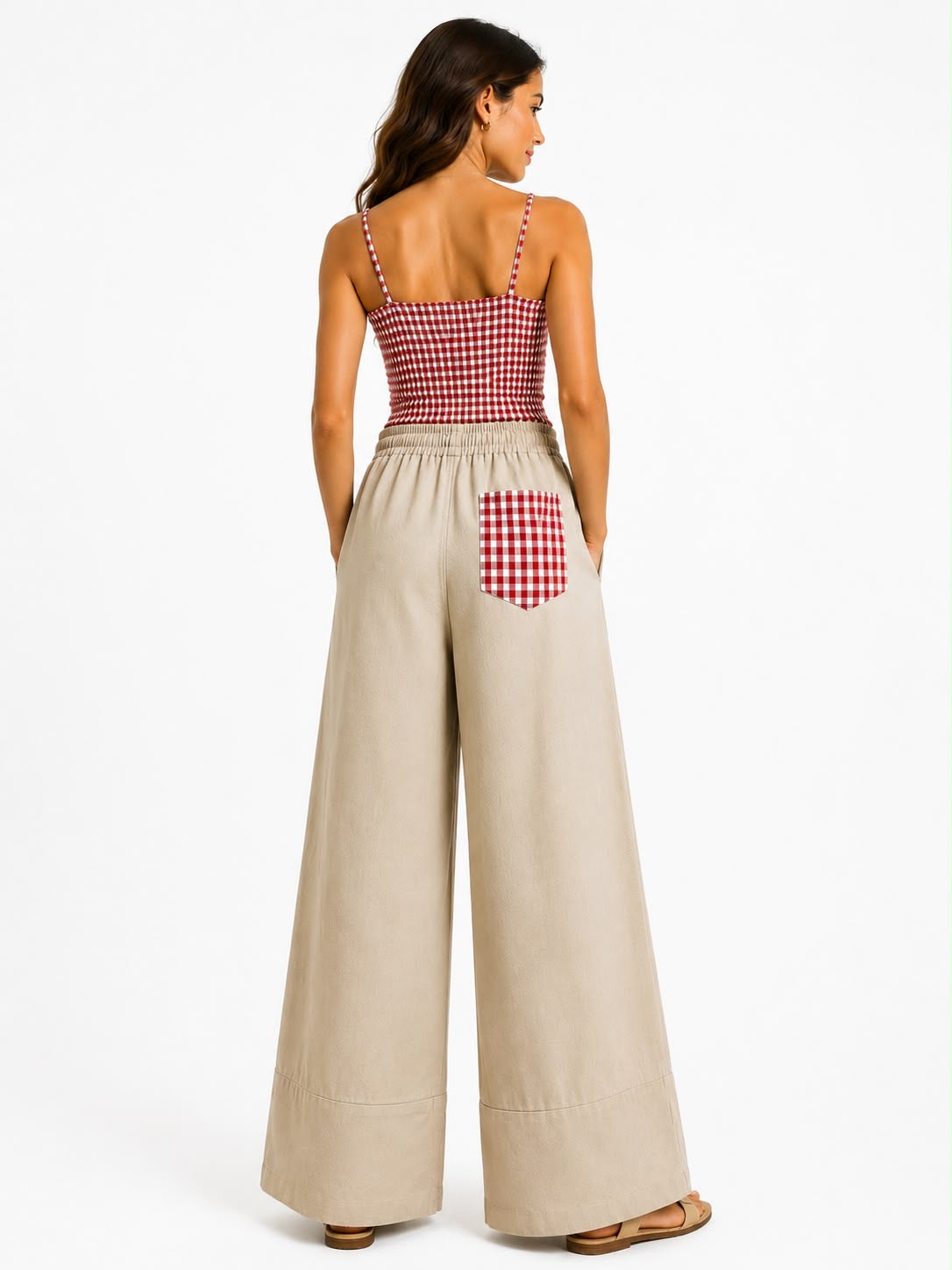 Adult red carreaux top