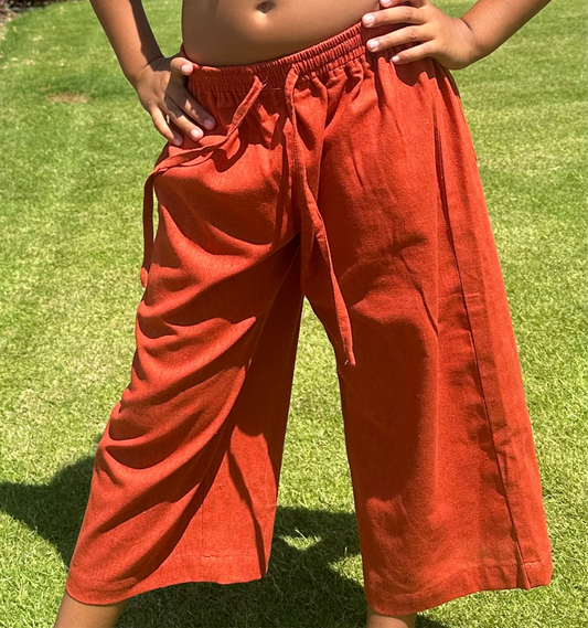 Orange linen pants
