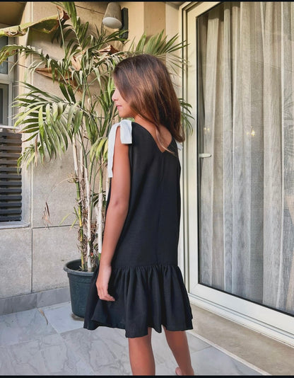 Black linen dress