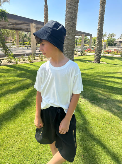 Black linen shorts