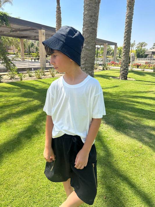 Black linen shorts