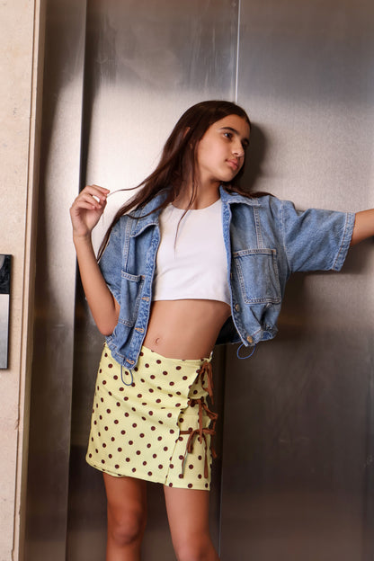 Yellow Polka Dot Wrap Skirt